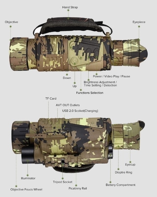 16GBカードが付いているデジタル5x8光学規模の夜間視界の赤外線Monocular